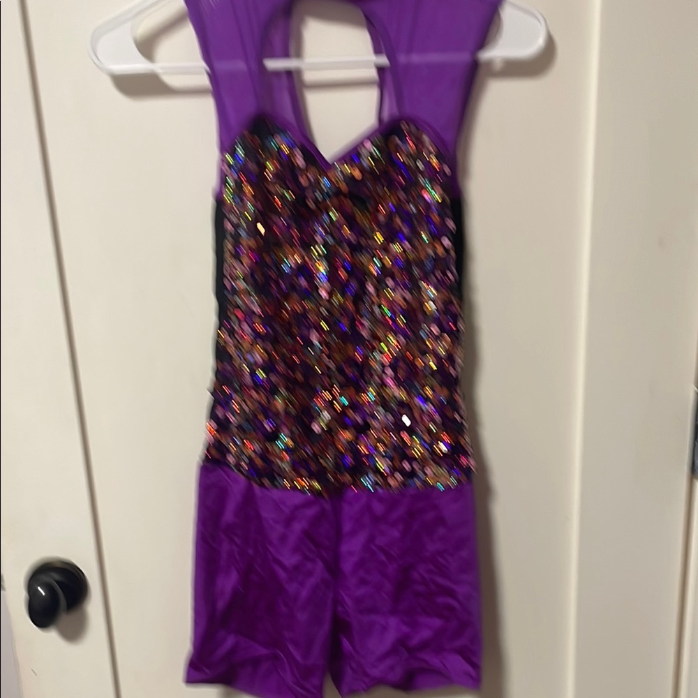 Purple Sequin shorts Leo and flapper skirt